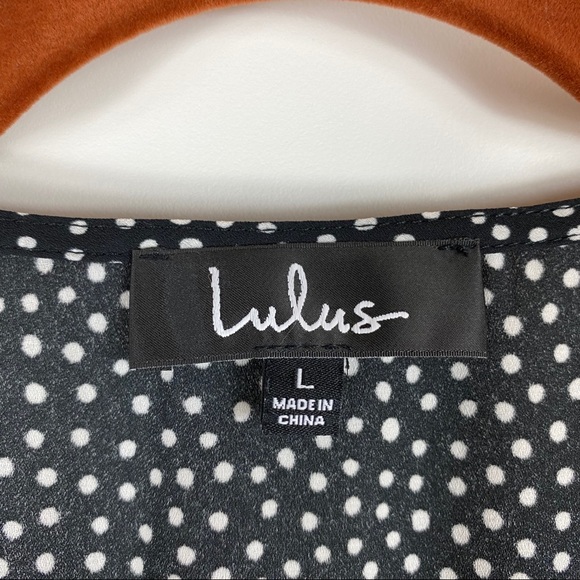 Lulus Love is Enough Black Polka Dot Wrap Top Sz L - Picture 8 of 13